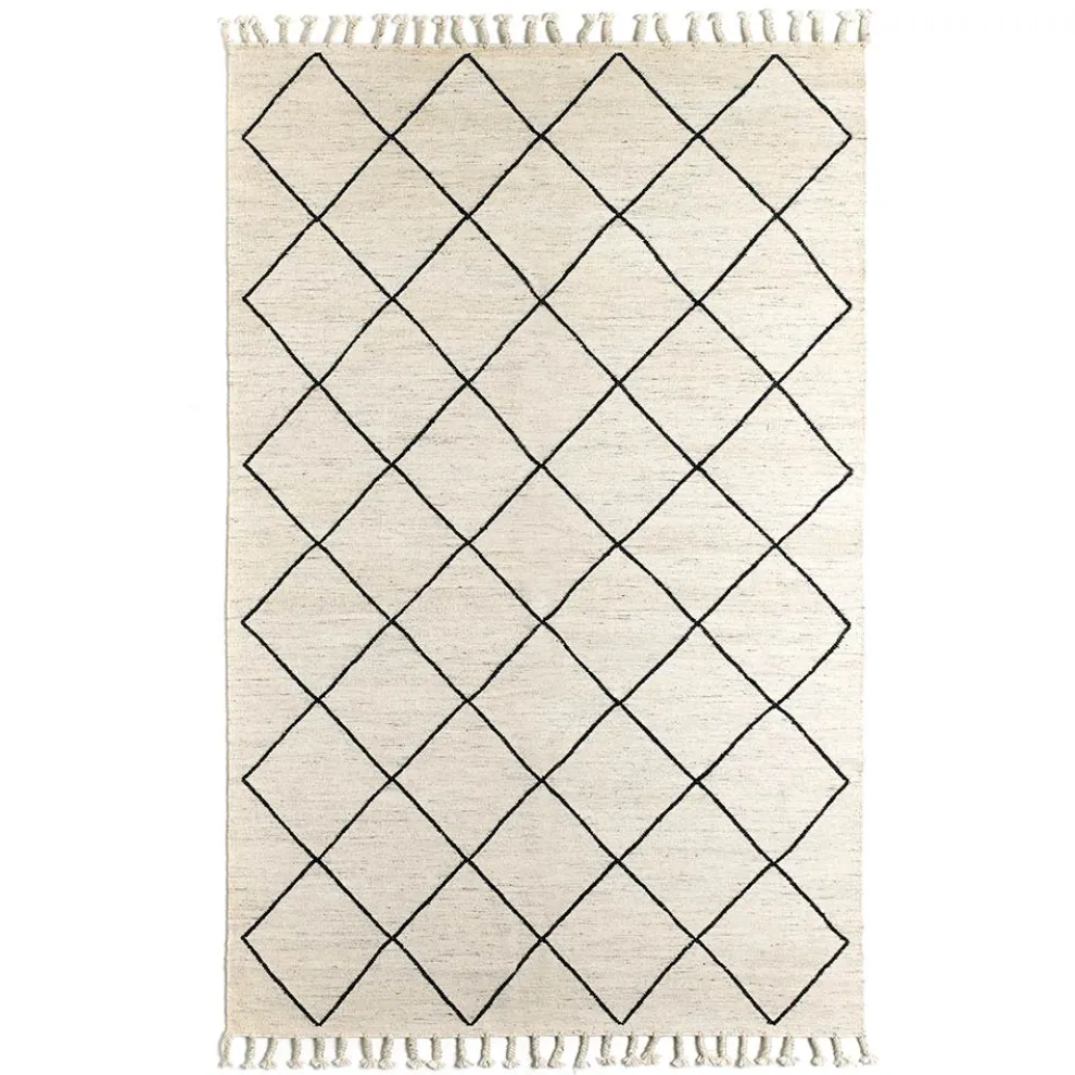 Moderner Wohnzimmerteppich mit geometrischem Muster in Wolle und Baumwolle - Metria