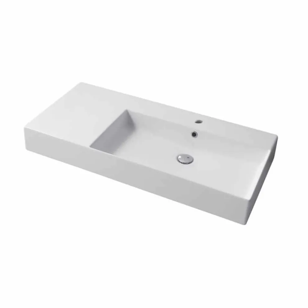 Rechte Einloch-Waschtischplatte oder Wandspüle aus Keramik Leivi