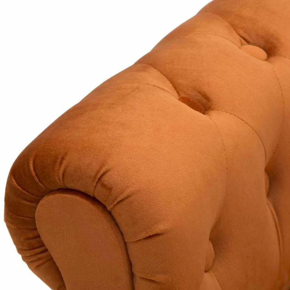 Rechteckige Bank aus Capitonnè-Stoff und Holz im modernen Design - Theodore