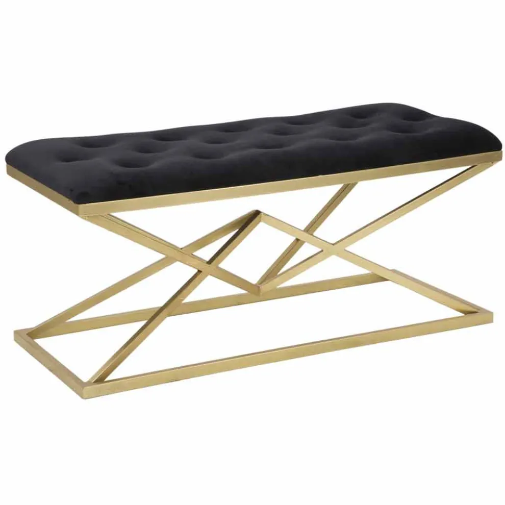 Rechteckige Bank im modernen Design aus Eisen und Stoff - Haily