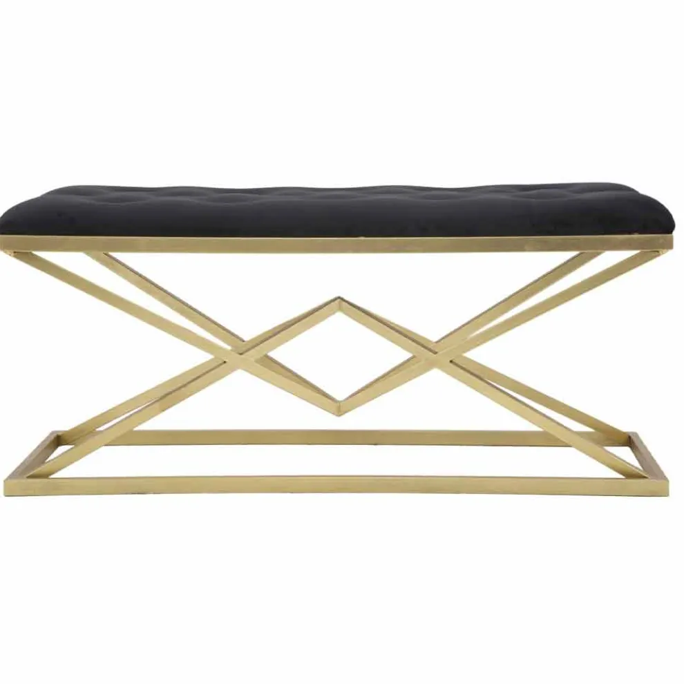 Rechteckige Bank im modernen Design aus Eisen und Stoff - Haily