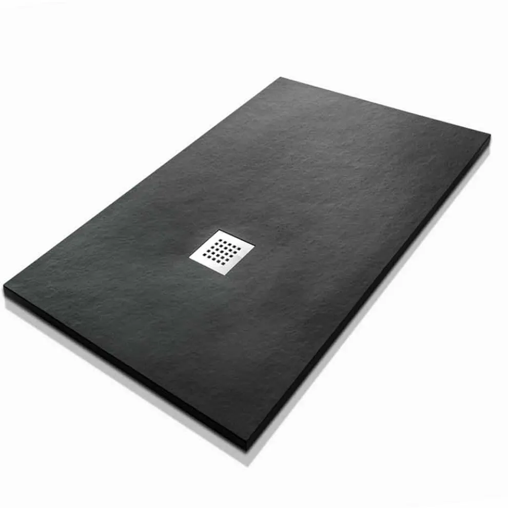 Rechteckige Duschwanne 140x80 aus Harz mit Stahlgitter - Domio