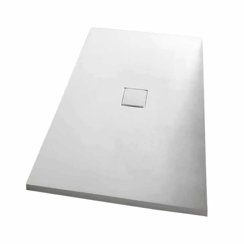 Rechteckige Duschwanne 160x70 cm in weißem Harz Modernes Design - Estimo
