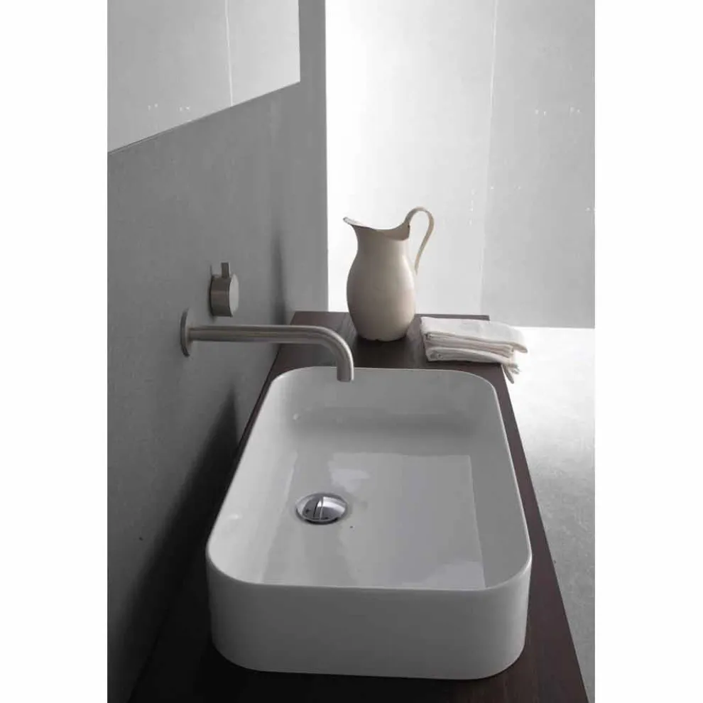 Rechteckige rechteckige Arbeitsplatte Keramik Waschbecken - Tangulo