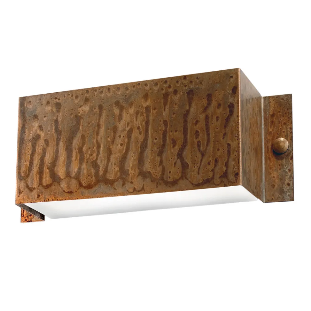 Rechteckige Wandleuchte aus Kupfer und LED, hergestellt in Italien – Beispiel