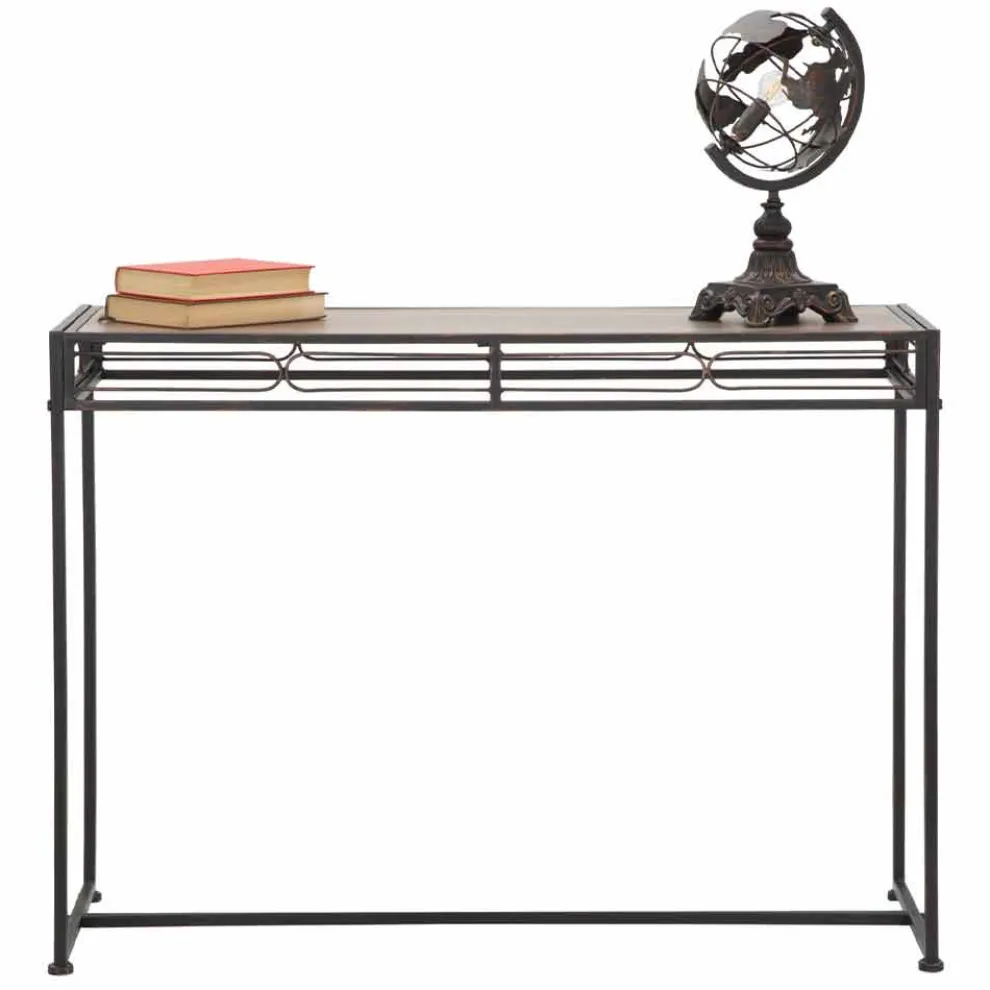 Rechteckige Wohnzimmerkonsole im modernen Stil aus Eisen und MDF - Wendell