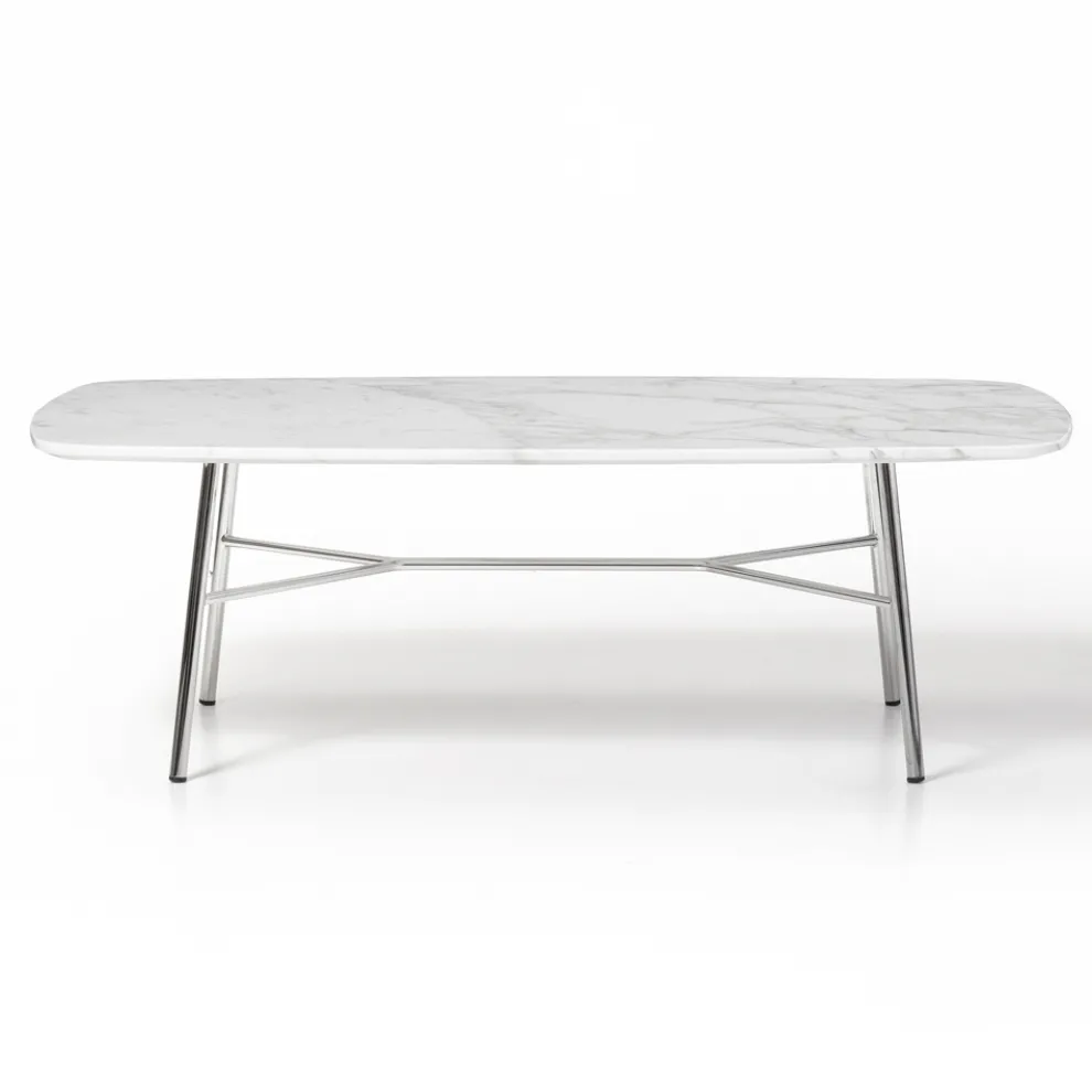 Rechteckiger Couchtisch mit Marmorplatte Made in Italy - Makino
