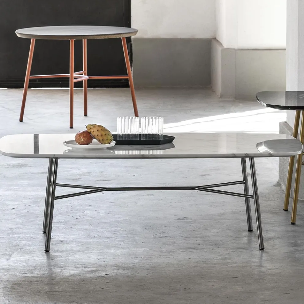 Rechteckiger Couchtisch mit Marmorplatte Made in Italy - Makino