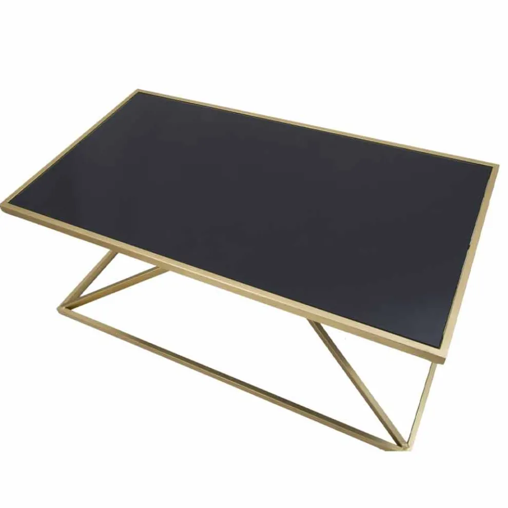 Rechteckiger Couchtisch im modernen Design aus Eisen und Glas - Maggie