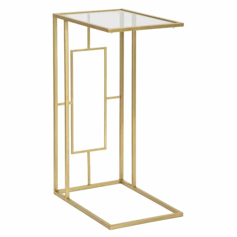 Rechteckiger Couchtisch aus modernem Eisen und Glas - Albertino