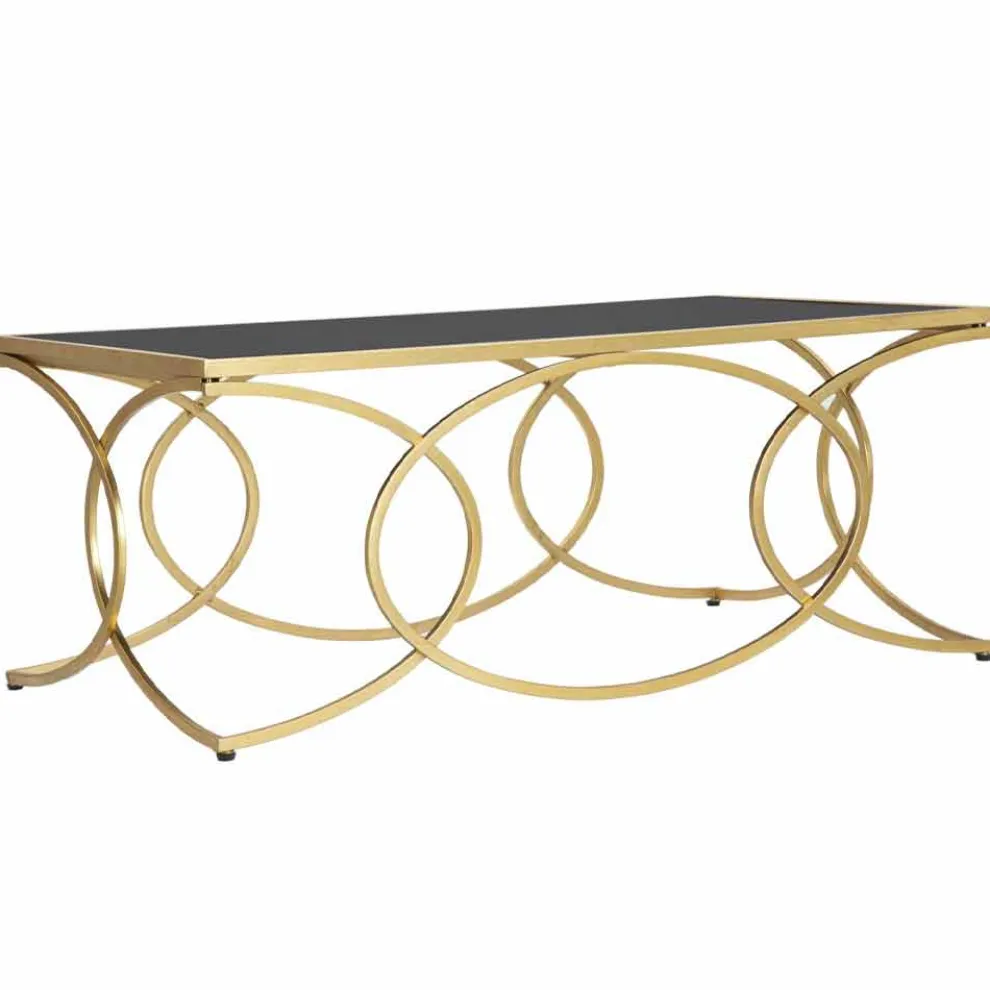 Rechteckiger Couchtisch aus Eisen und schwarzem Designglas - Allegria