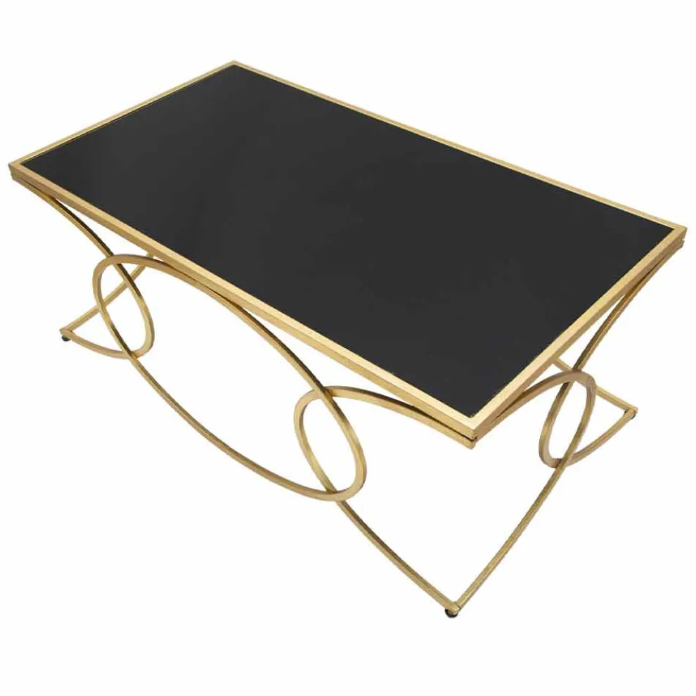 Rechteckiger Couchtisch aus Eisen und schwarzem Designglas - Allegria