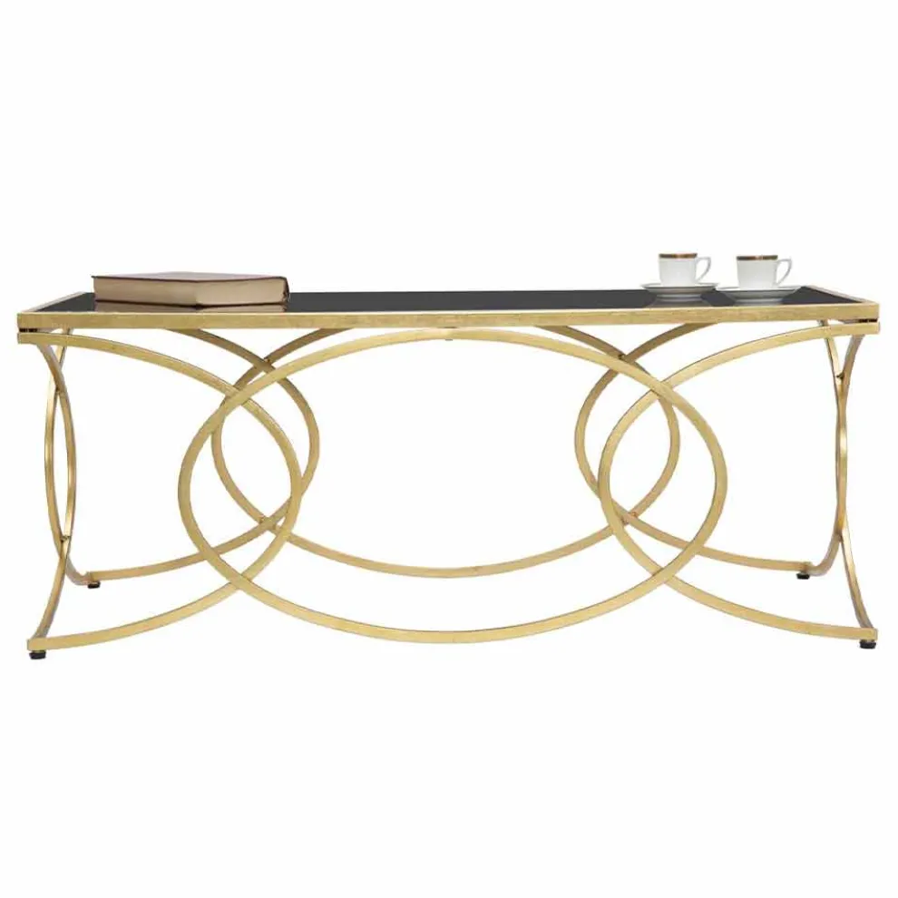 Rechteckiger Couchtisch aus Eisen und schwarzem Designglas - Allegria