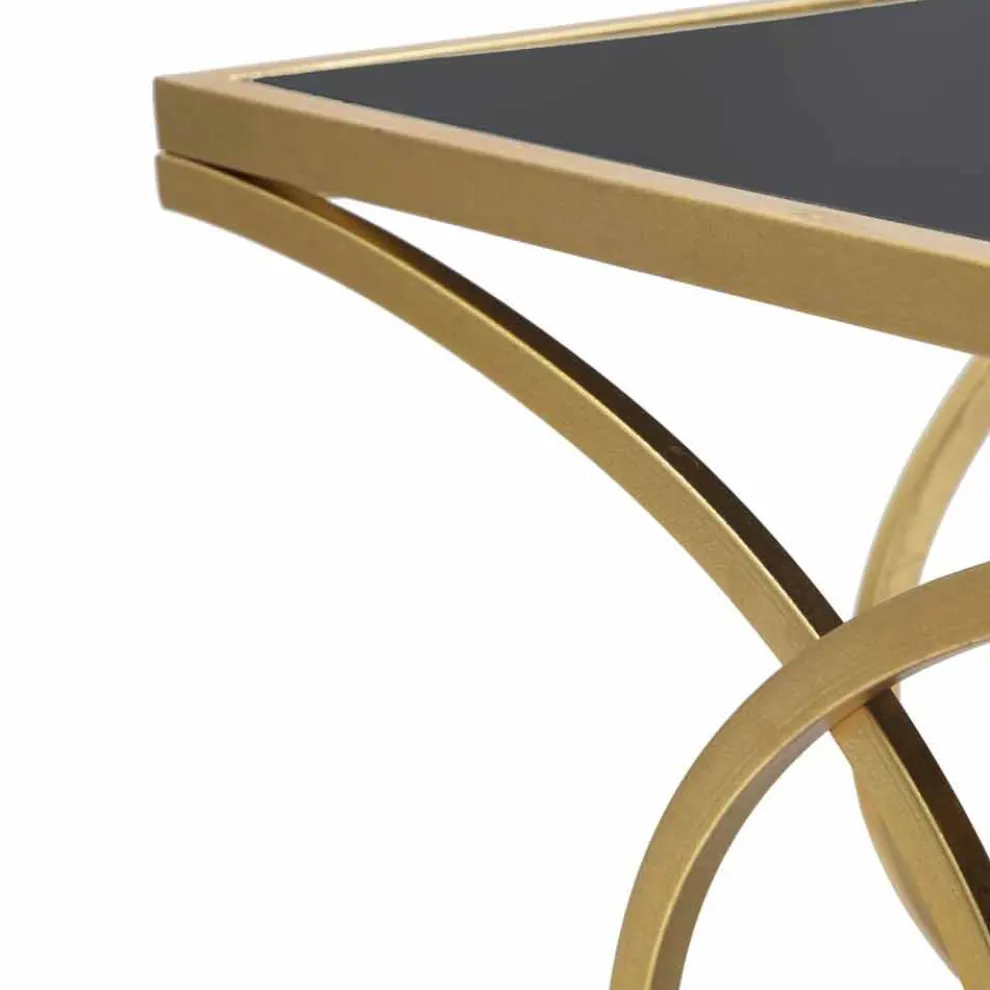 Rechteckiger Couchtisch aus Eisen und schwarzem Designglas - Allegria