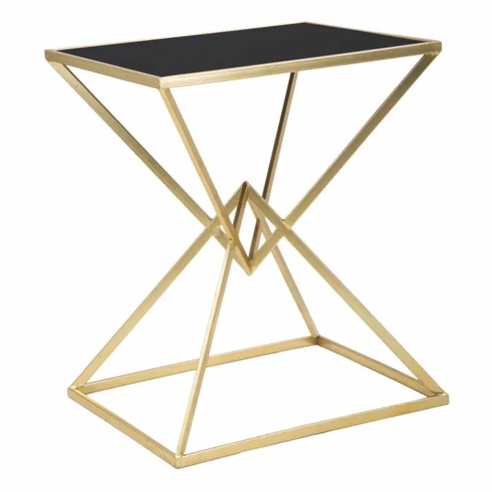 Rechteckiger Design-Couchtisch aus Eisen und Glas - Rosie