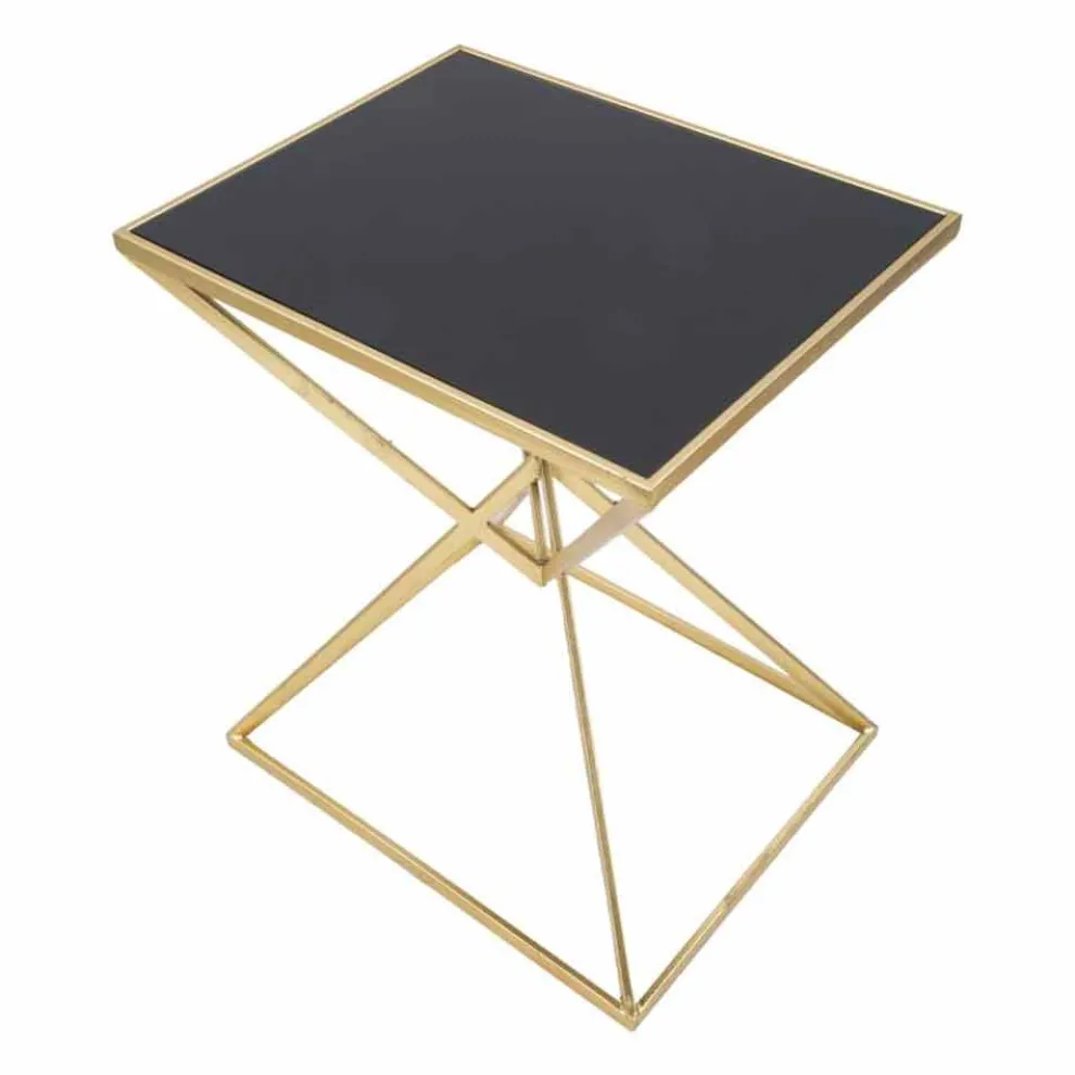 Rechteckiger Design-Couchtisch aus Eisen und Glas - Rosie