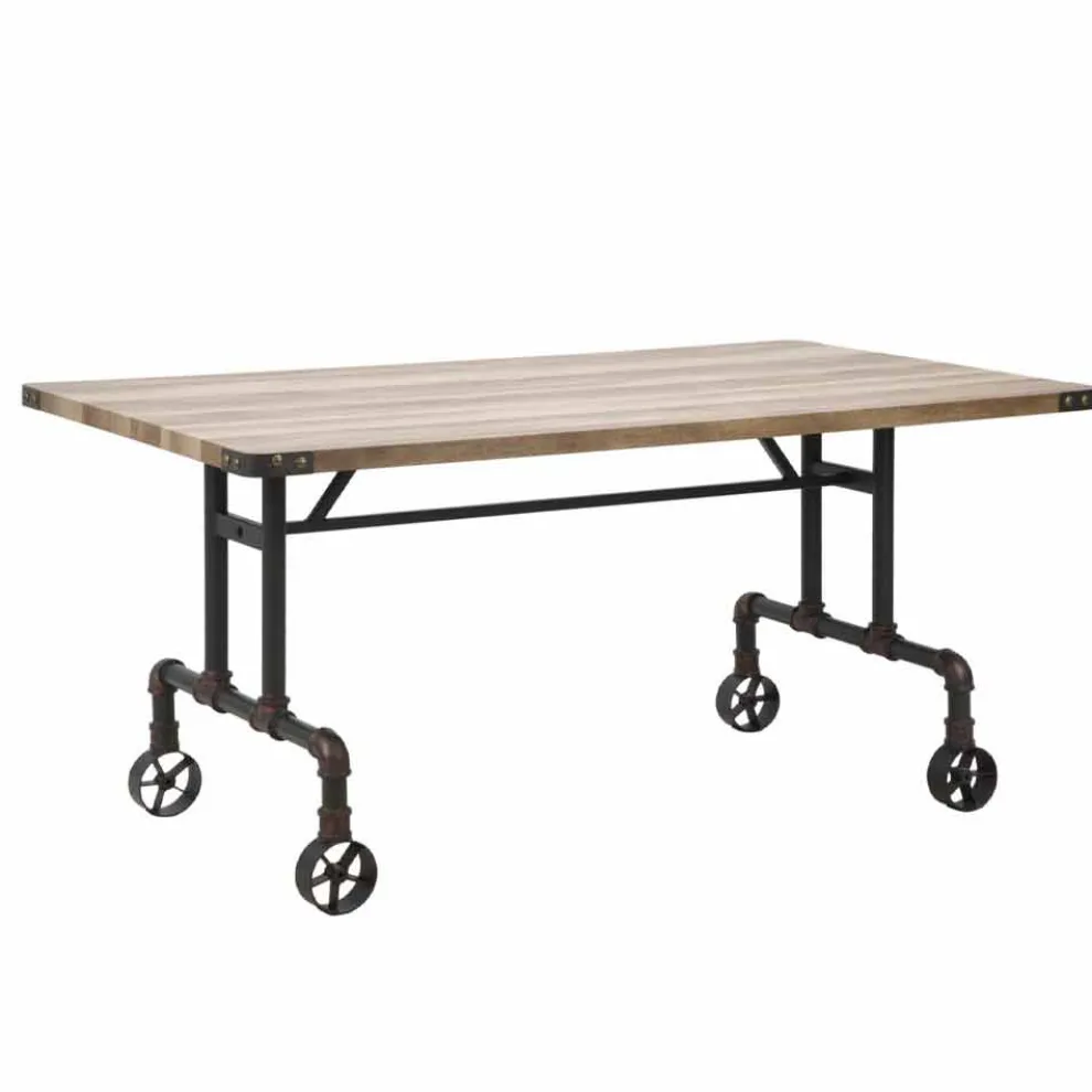 Rechteckiger Design-Esstisch, MDF-Platte und Metallgestell - Fabrice