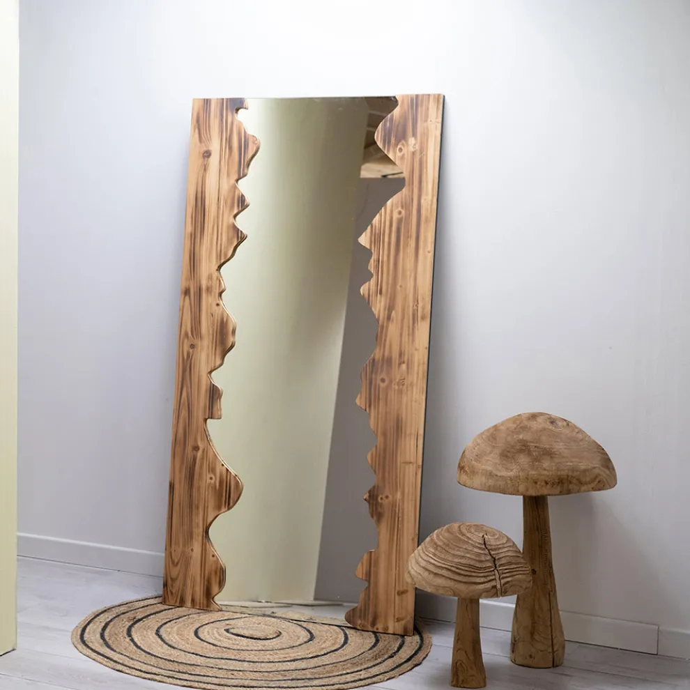 Rechteckiger Glasspiegel mit Massivholzrahmen - Nikos