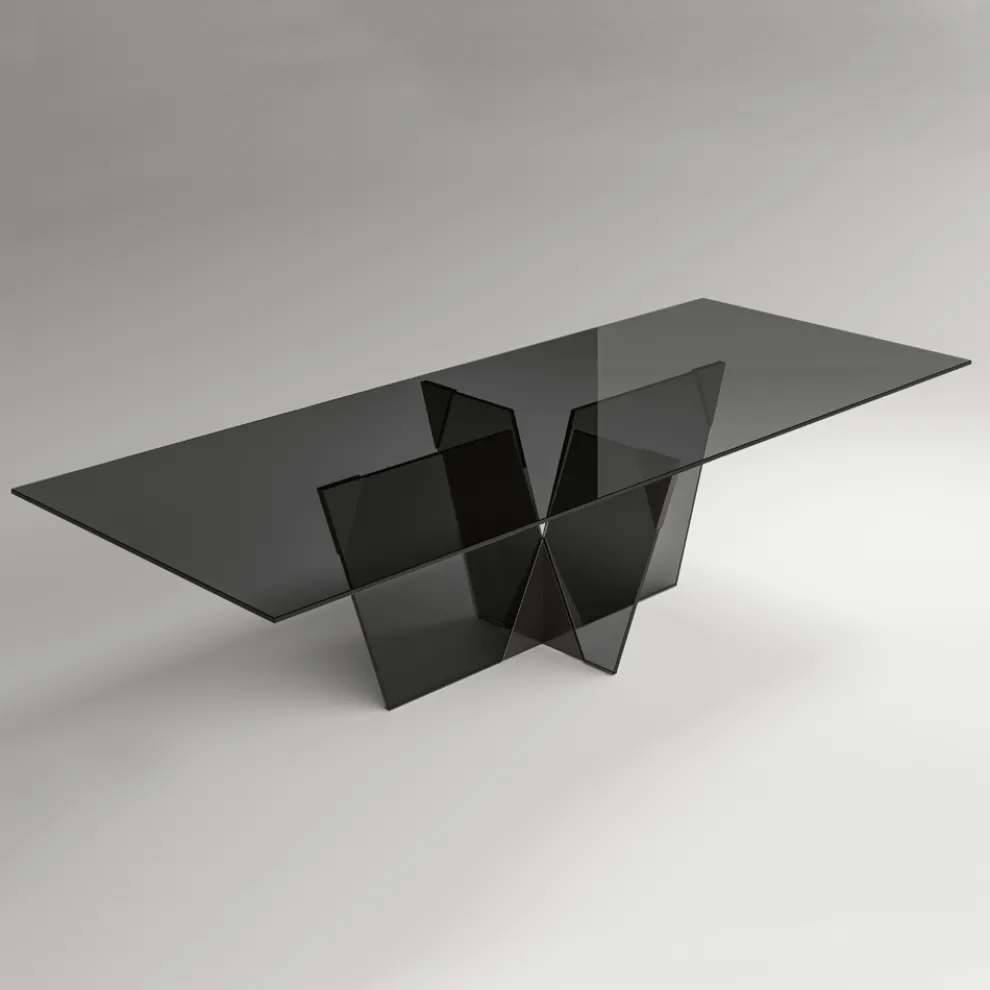 Rechteckiger Küchentisch mit Glasplatte und Untergestell Made in Italy - Tiseo