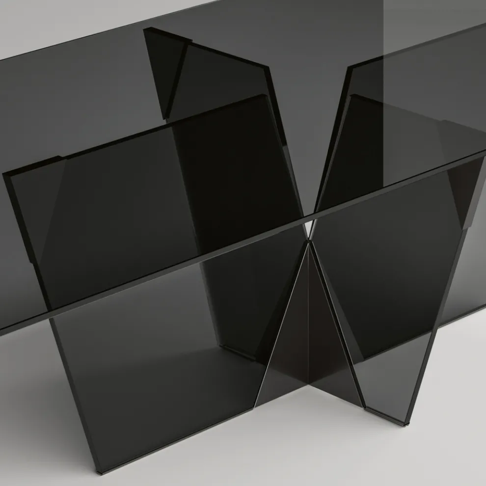 Rechteckiger Küchentisch mit Glasplatte und Untergestell Made in Italy - Tiseo