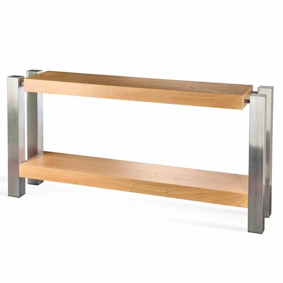 Rechteckiger Konsolentisch Aida mit Ablage aus Eiche, modernes Design