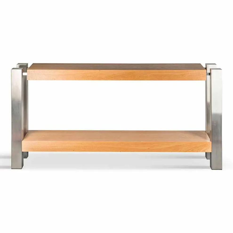 Rechteckiger Konsolentisch Aida mit Ablage aus Eiche, modernes Design