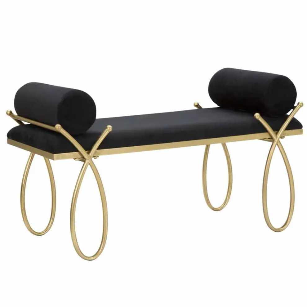 Rechteckiger Sitzbankstoff im modernen Design, Eisen und MDF - Harding