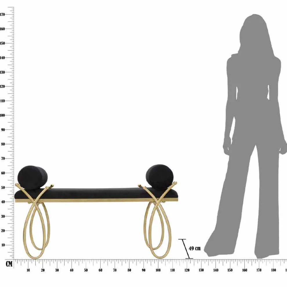 Rechteckiger Sitzbankstoff im modernen Design, Eisen und MDF - Harding