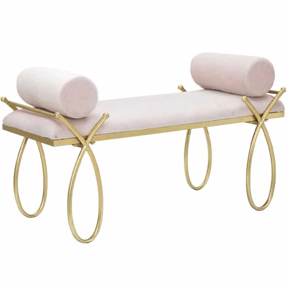 Rechteckiger Sitzbankstoff im modernen Design, Eisen und MDF - Harding