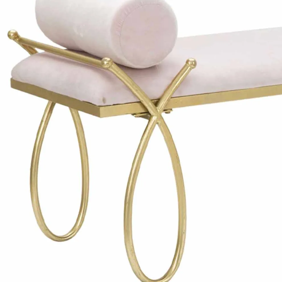 Rechteckiger Sitzbankstoff im modernen Design, Eisen und MDF - Harding