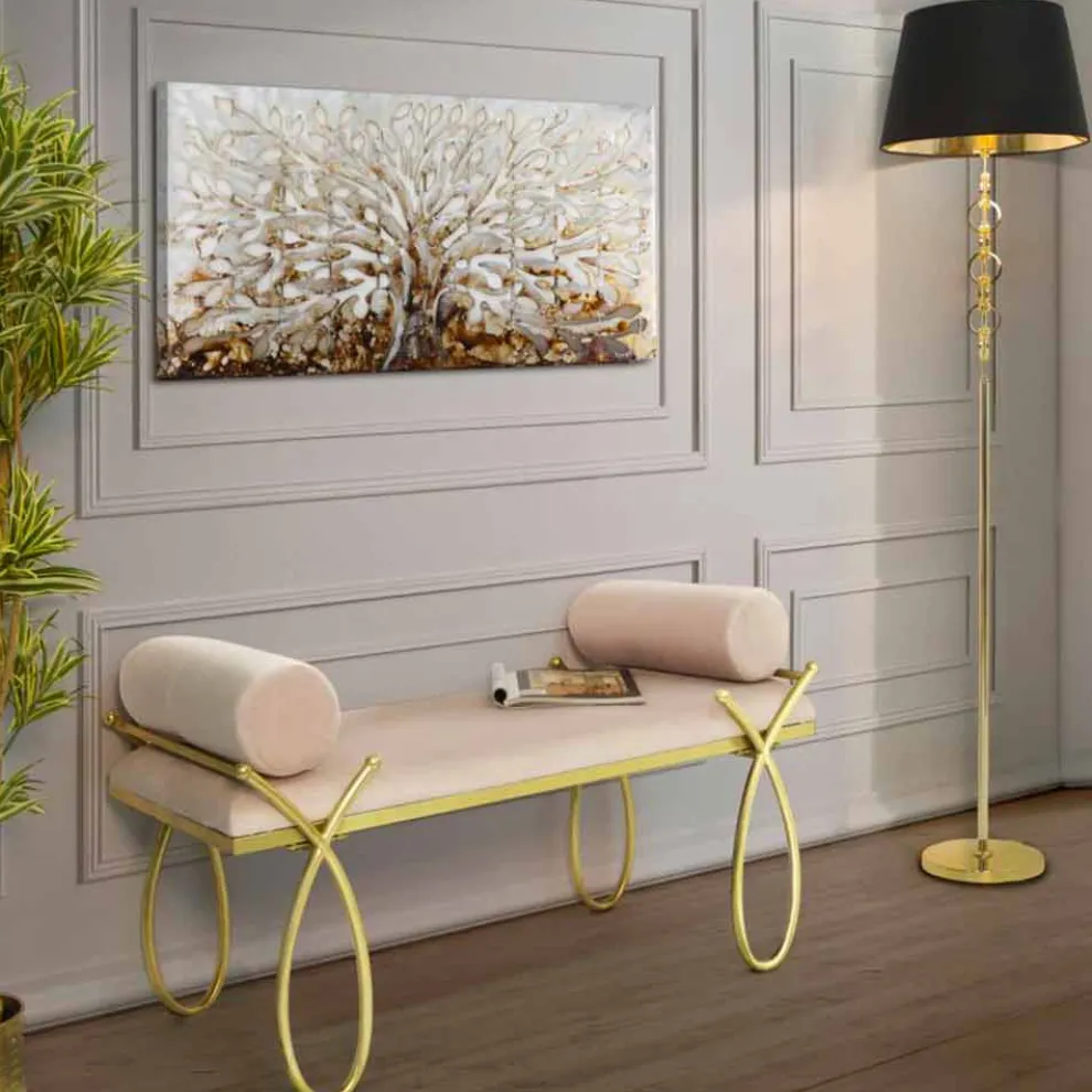 Rechteckiger Sitzbankstoff im modernen Design, Eisen und MDF - Harding