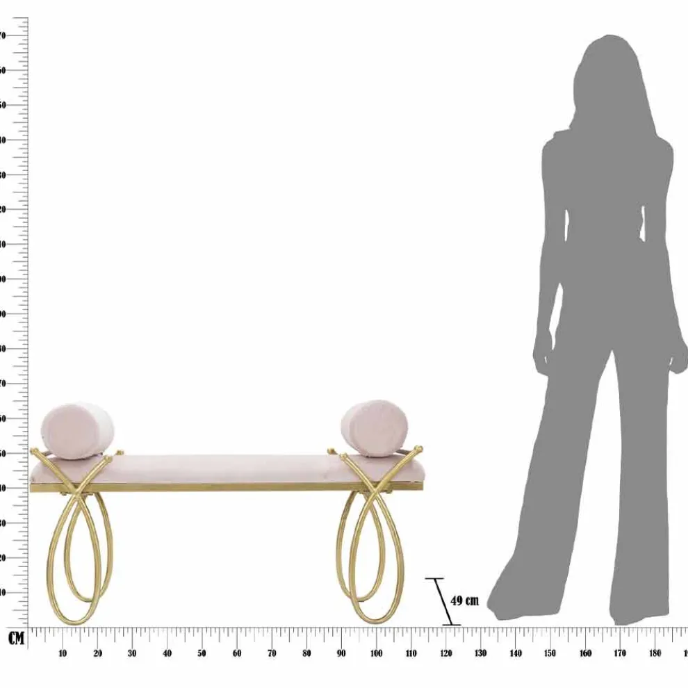 Rechteckiger Sitzbankstoff im modernen Design, Eisen und MDF - Harding
