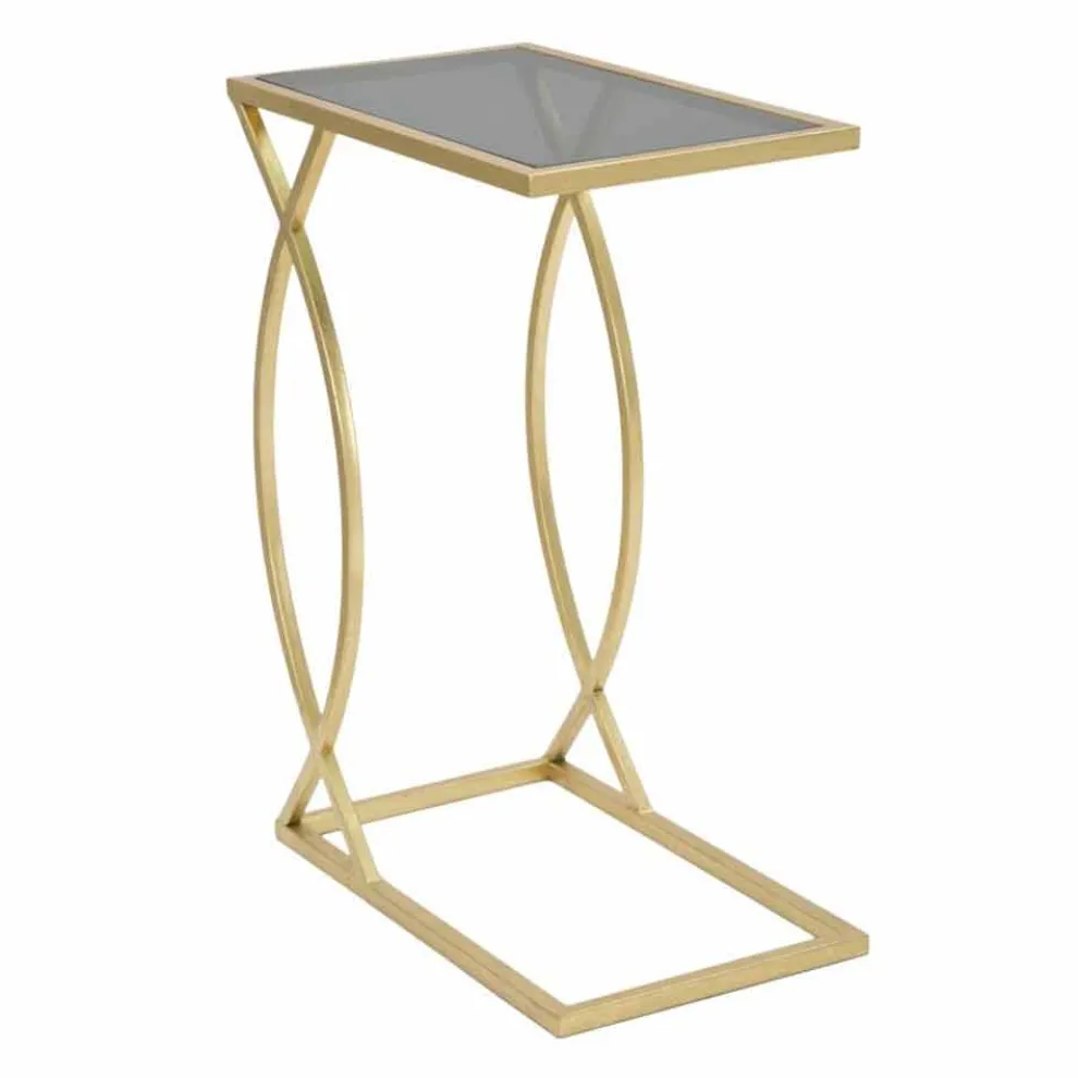 Rechteckiger Sofatisch im modernen Design aus Eisen und Glas - Herbie