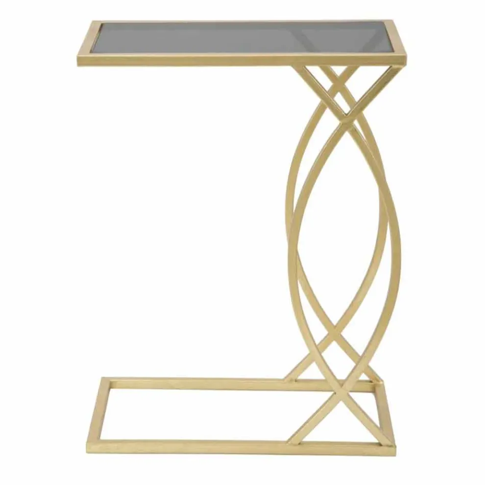 Rechteckiger Sofatisch im modernen Design aus Eisen und Glas - Herbie