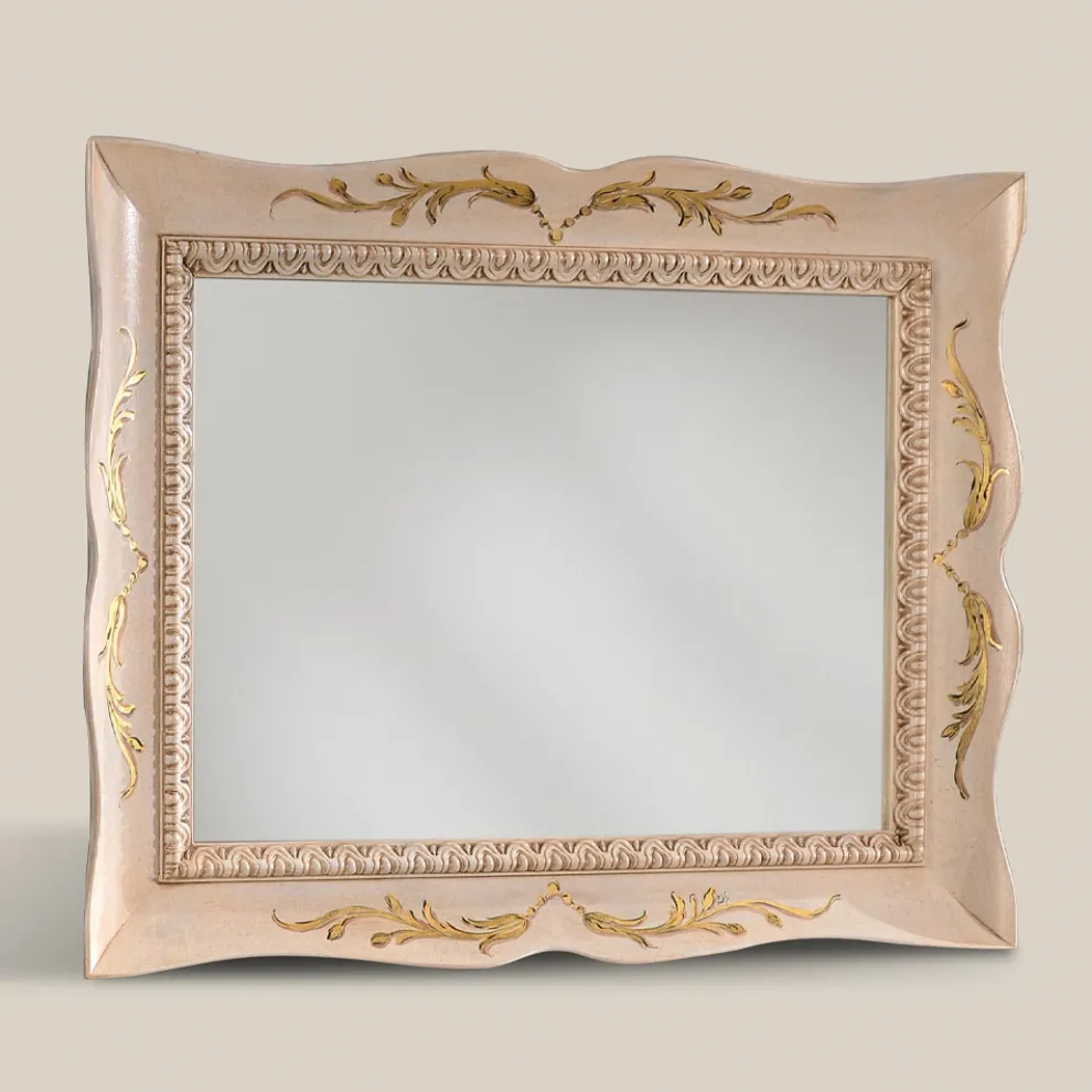 Rechteckiger Spiegel aus weißem Holz im klassischen Stil Made in Italy - Florence