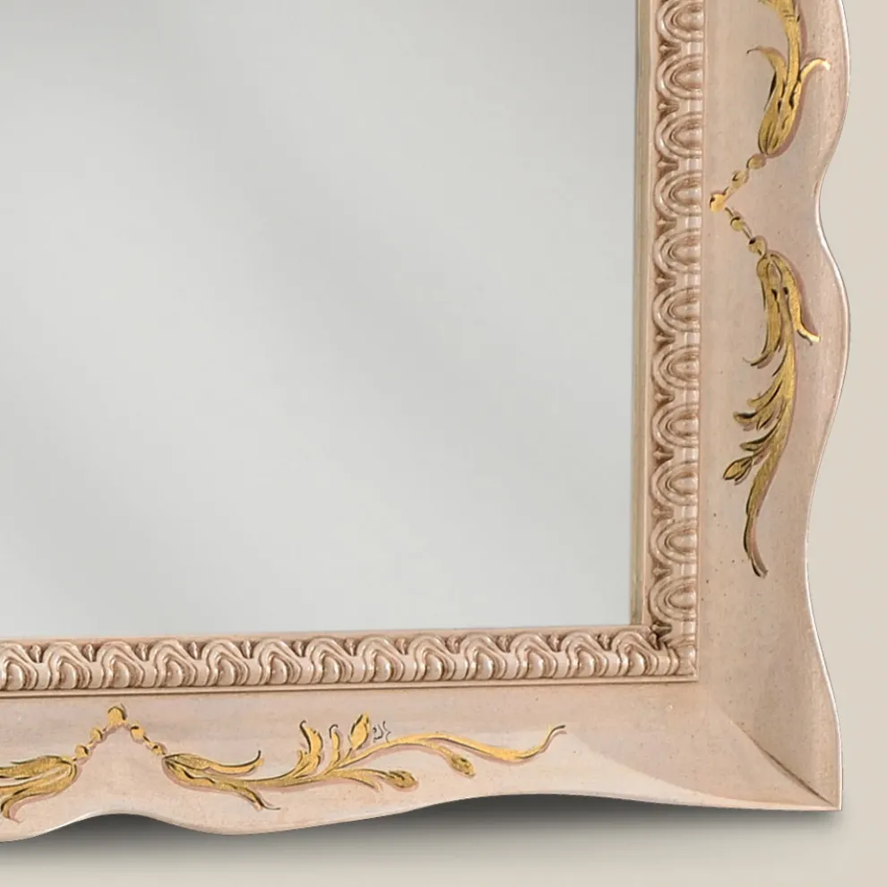 Rechteckiger Spiegel aus weißem Holz im klassischen Stil Made in Italy - Florence