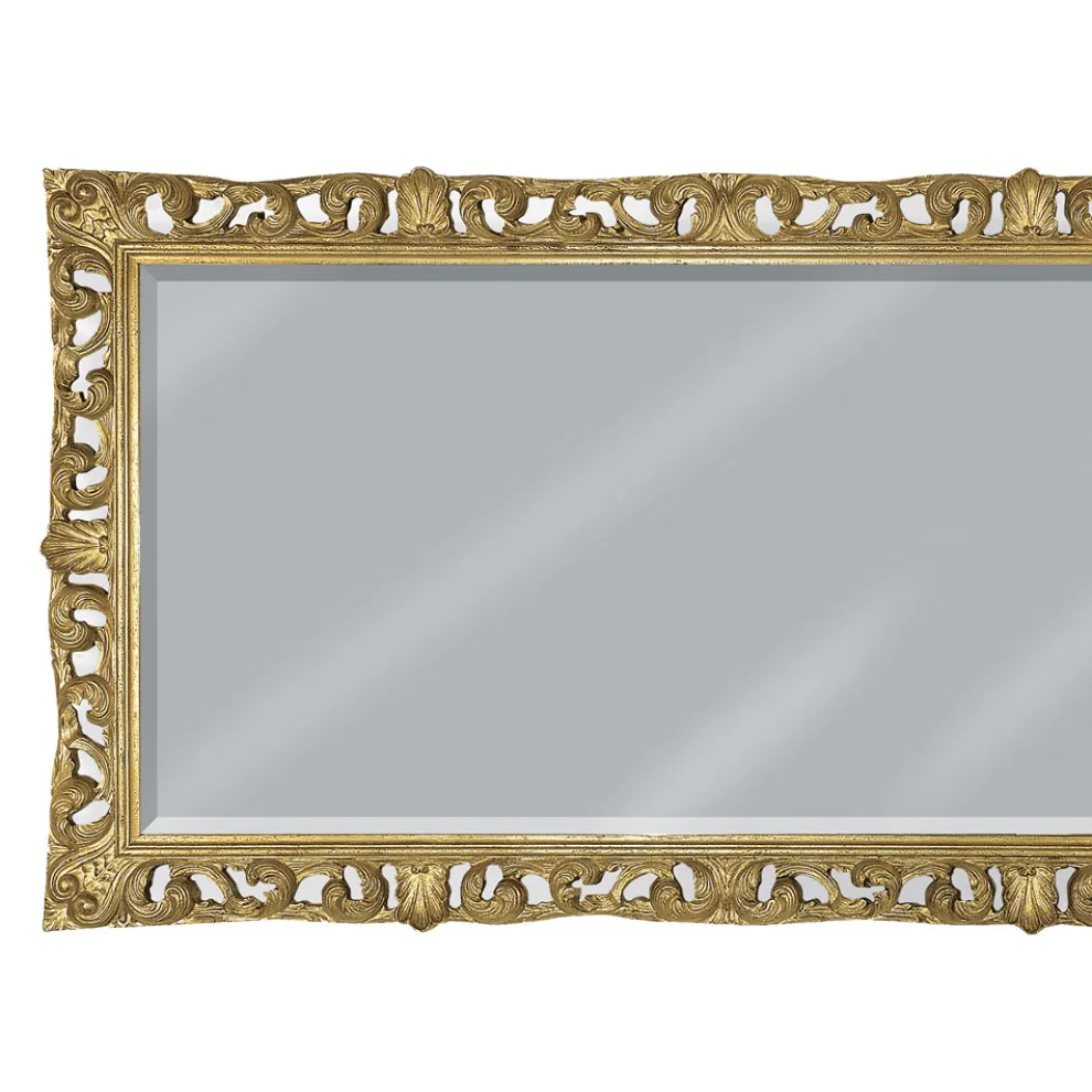 Rechteckiger Spiegel aus Blattgold und geschliffenem Spiegel, hergestellt in Italien – Rangi