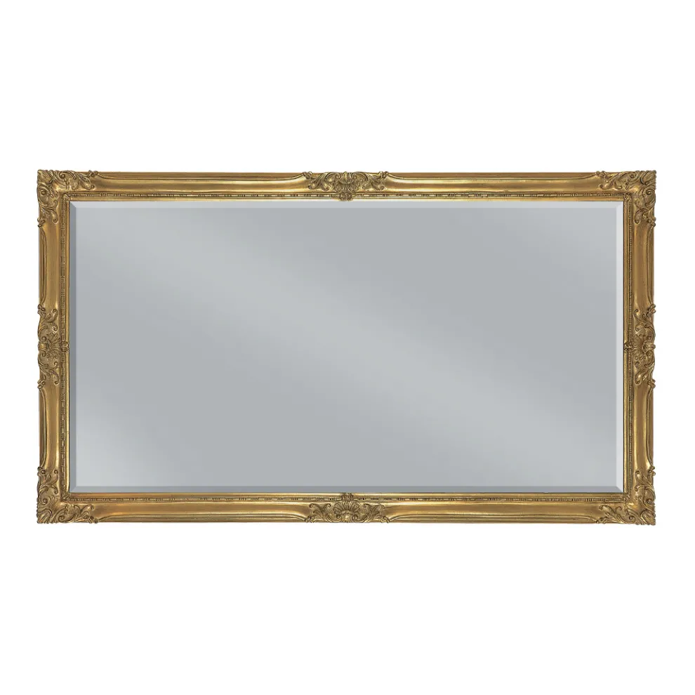 Rechteckiger Spiegel aus Blattgold mit geschliffenem Spiegel, hergestellt in Italien – Pele