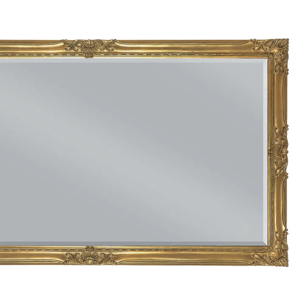 Rechteckiger Spiegel aus Blattgold mit geschliffenem Spiegel, hergestellt in Italien – Pele