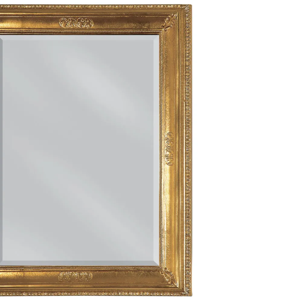 Rechteckiger Spiegel aus leicht antikisiertem Blattgold, hergestellt in Italien – Abeona