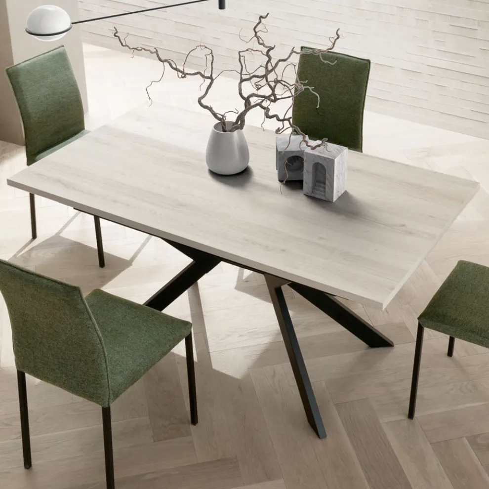 Rechteckiger Tisch ausziehbar auf 260 oder 300 cm aus HPL und Metall - Charmy