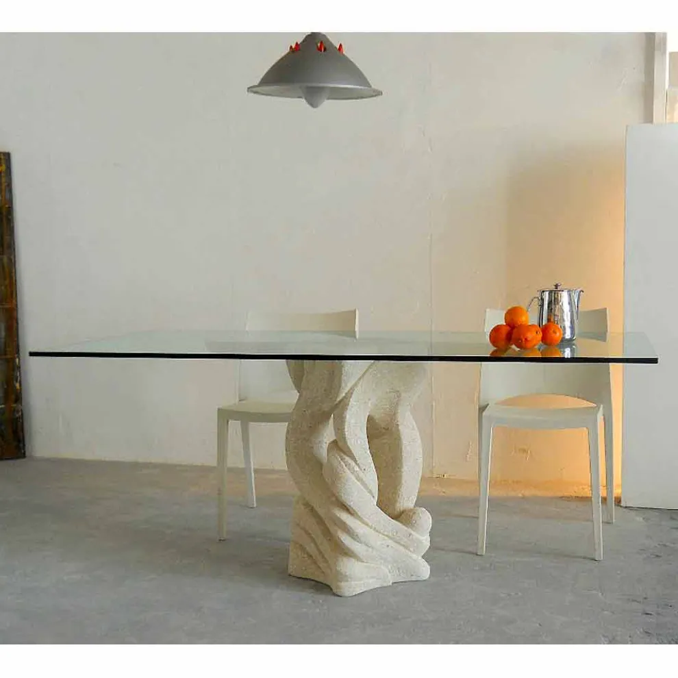 Rechteckiger Tisch aus Stein und Kristall in modernem Design Ascanio