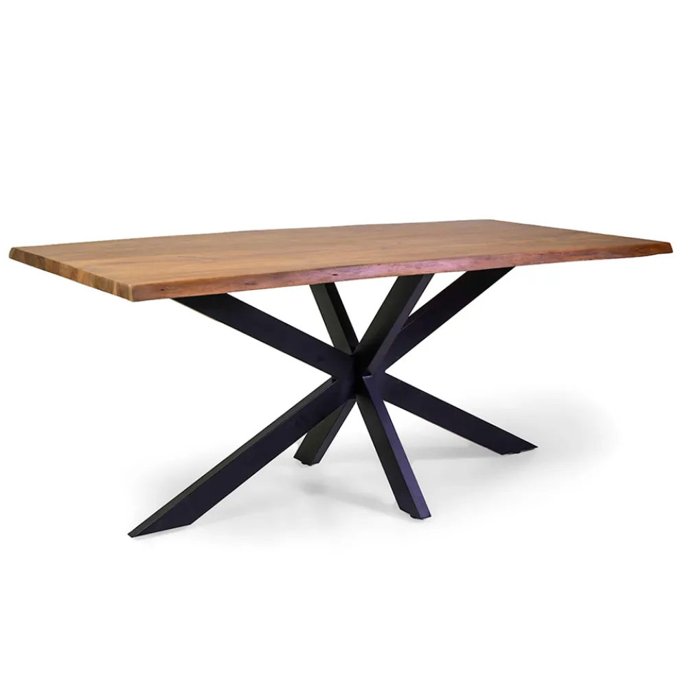 Rechteckiger Tisch für den Innenbereich mit Platte aus massivem Akazienholz - Brindisi