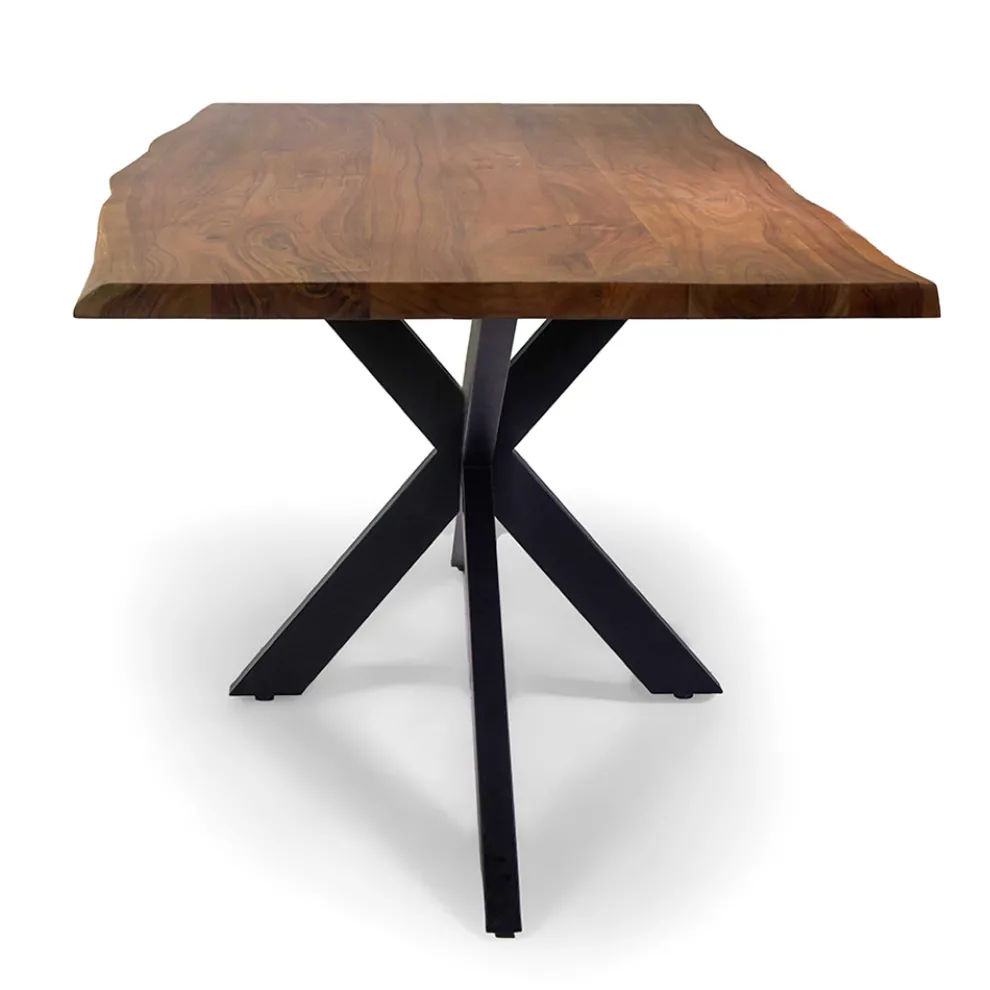 Rechteckiger Tisch für den Innenbereich mit Platte aus massivem Akazienholz - Brindisi