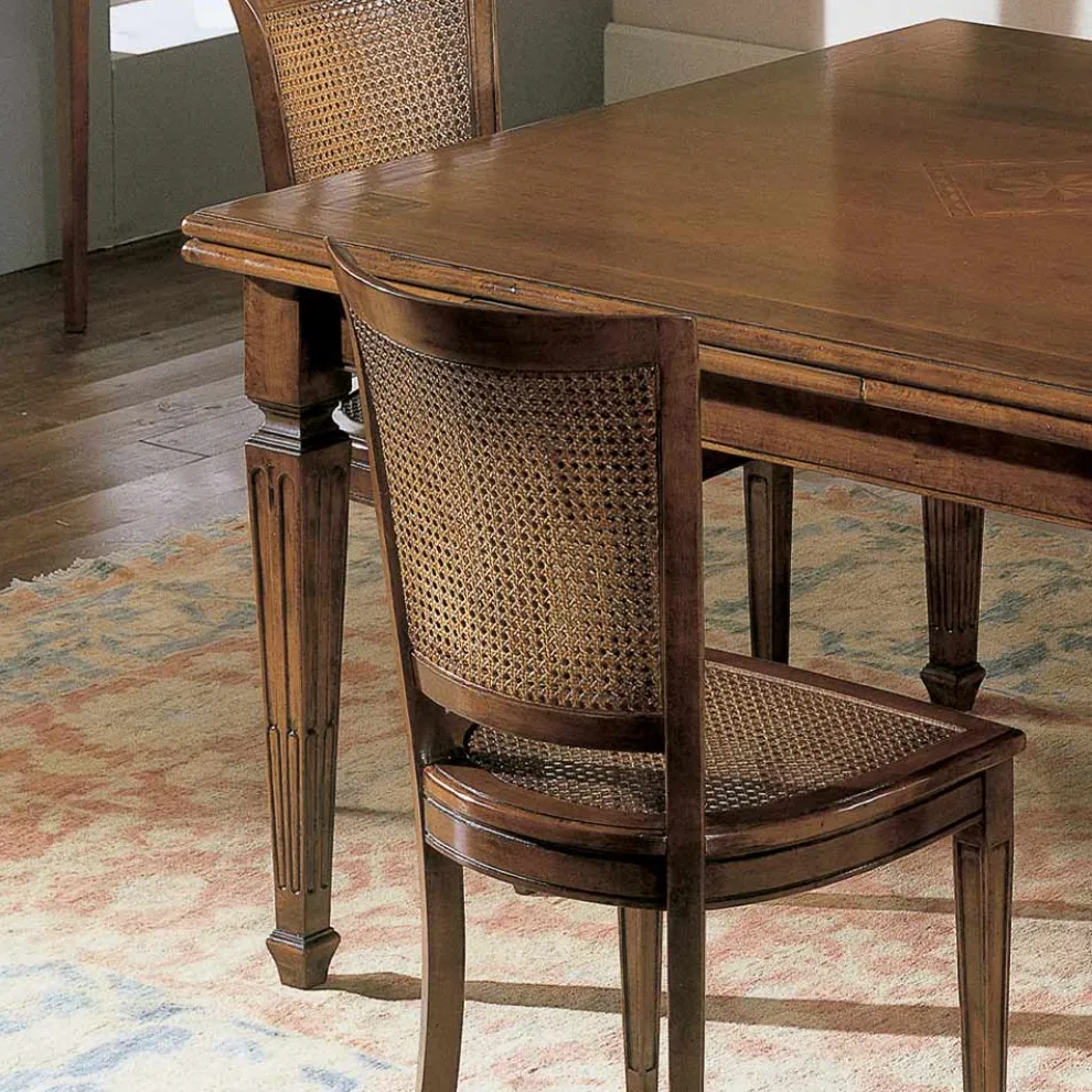 Rechteckiger Tisch mit 4 Holzstühlen Made in Italy - Angelite