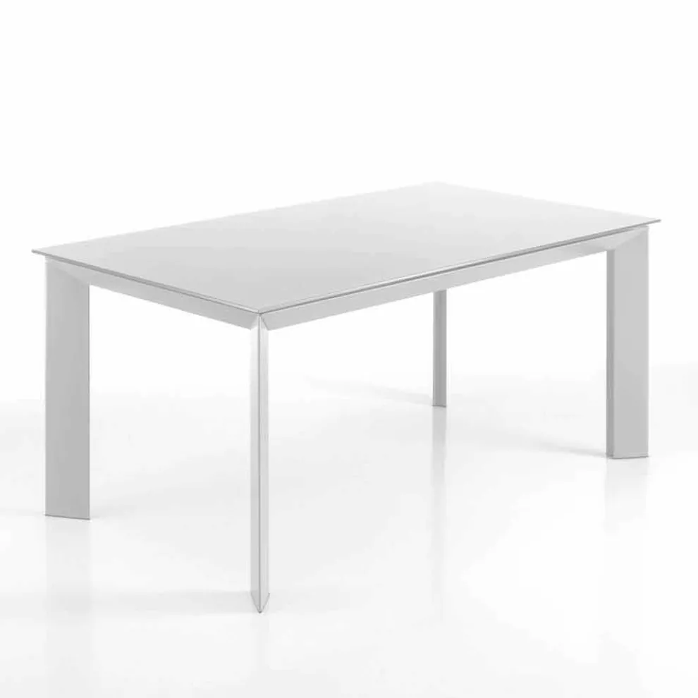 Rechteckiger Tisch bis 220 cm weiß opak Jordy