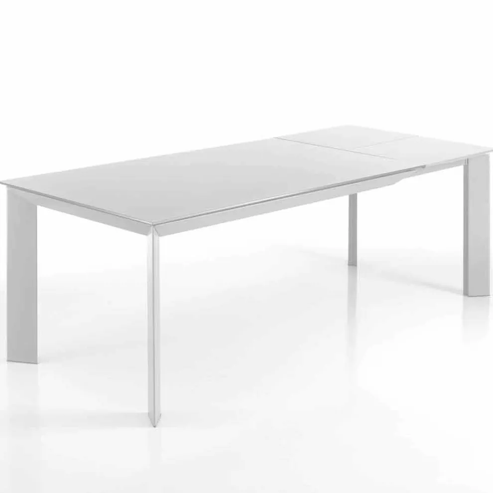 Rechteckiger Tisch bis 220 cm weiß opak Jordy