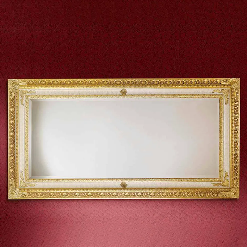 Rechteckiger Wandspiegel aus Holz made in Italy Raffaello