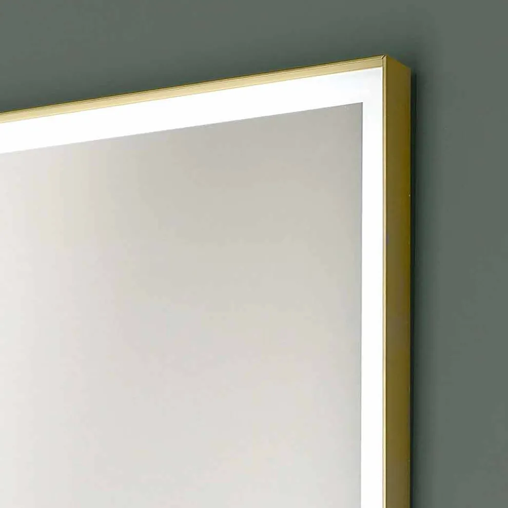 Rechteckiger Wandspiegel Metallrahmen verschiedene Farben und LED-Licht - Renga