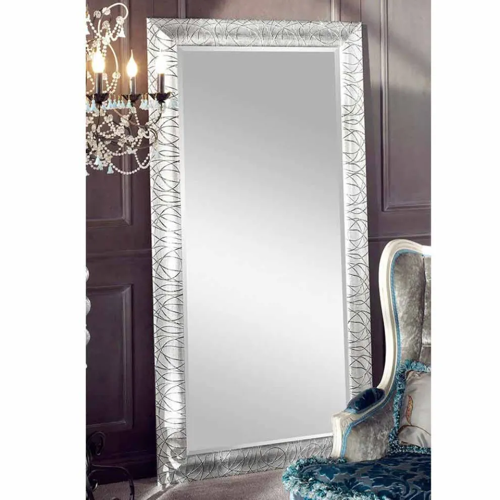 Rechteckiger Wandspiegel aus Tannenholz in Italien Achille